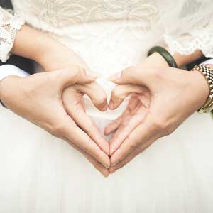 Wedding hands in shape of heart